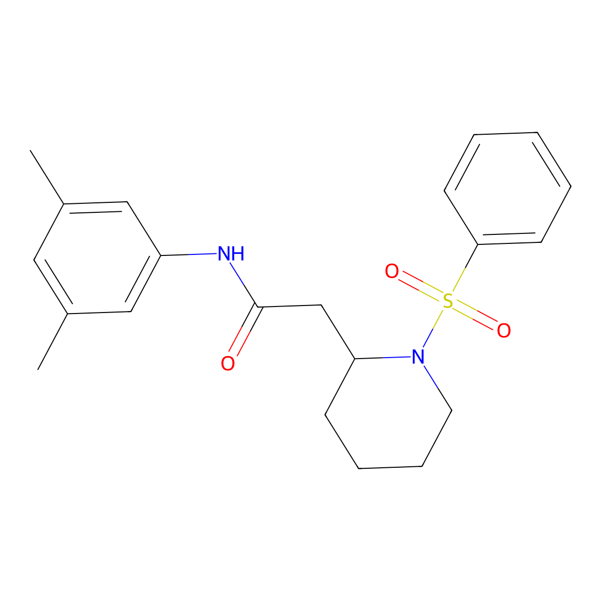 N-(3,5-dimethylphenyl)-2-(1-(phenylsulfonyl)piperidin-2-yl)acetamide molecular structure, CAS 1021089-68-8
