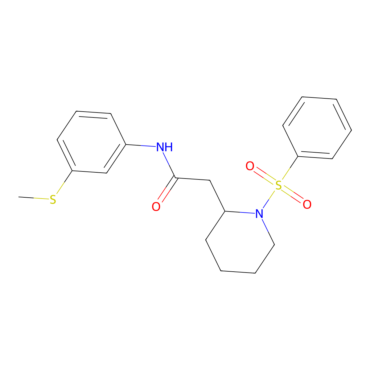 N-(3-(methylthio)phenyl)-2-(1-(phenylsulfonyl)piperidin-2-yl)acetamide molecular structure, CAS 1021089-84-8