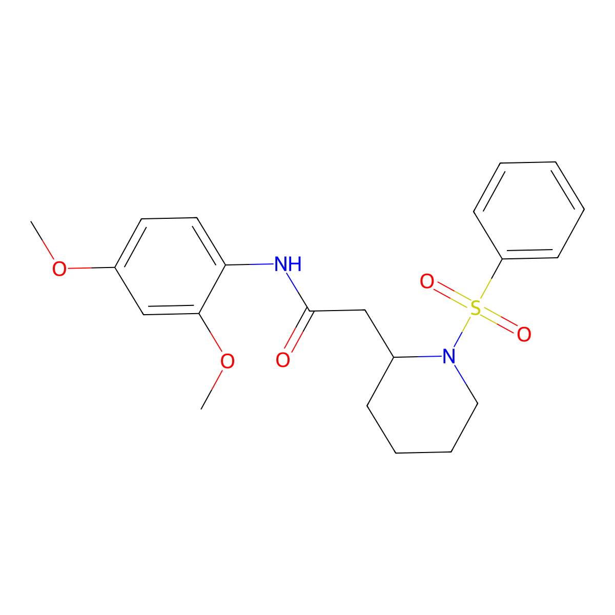 N-(2,4-dimethoxyphenyl)-2-(1-(phenylsulfonyl)piperidin-2-yl)acetamide molecular structure, CAS 1021089-88-2
