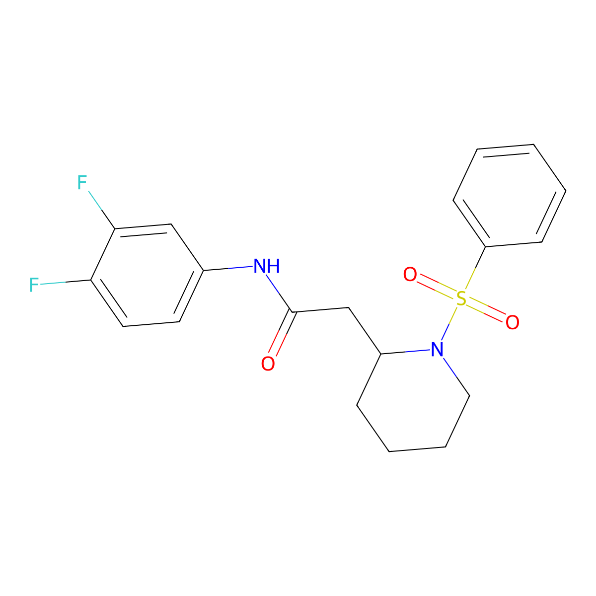 N-(3,4-difluorophenyl)-2-(1-(phenylsulfonyl)piperidin-2-yl)acetamide molecular structure, CAS 1021089-94-0