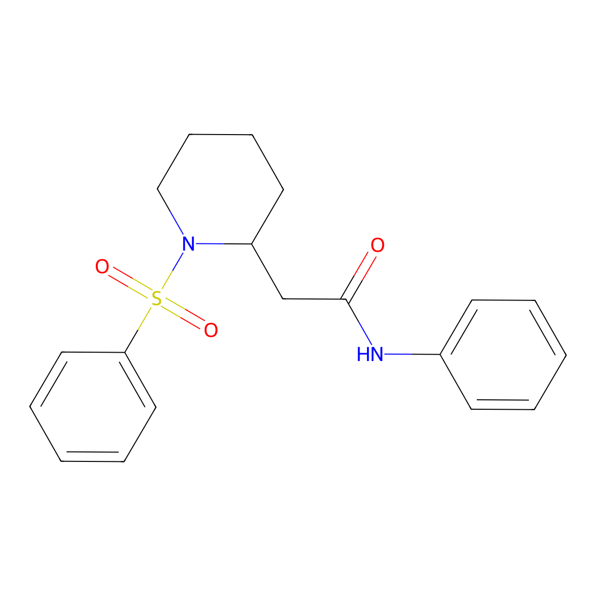 N-phenyl-2-(1-(phenylsulfonyl)piperidin-2-yl)acetamide molecular structure, CAS 1021090-00-5
