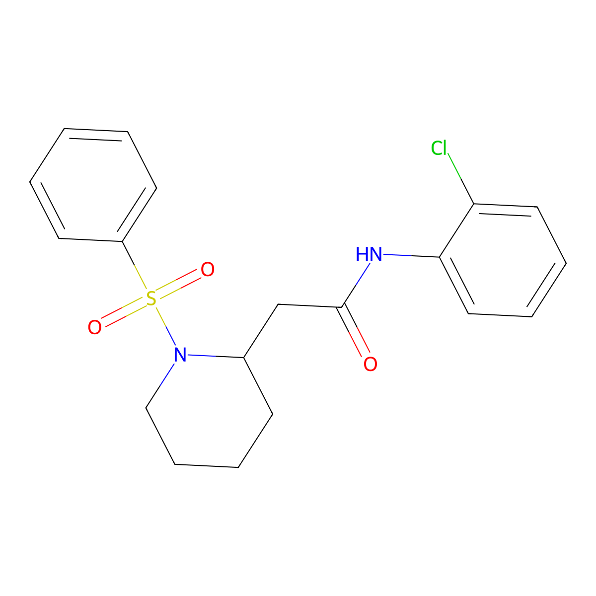 N-(2-chlorophenyl)-2-(1-(phenylsulfonyl)piperidin-2-yl)acetamide molecular structure, CAS 1021090-06-1