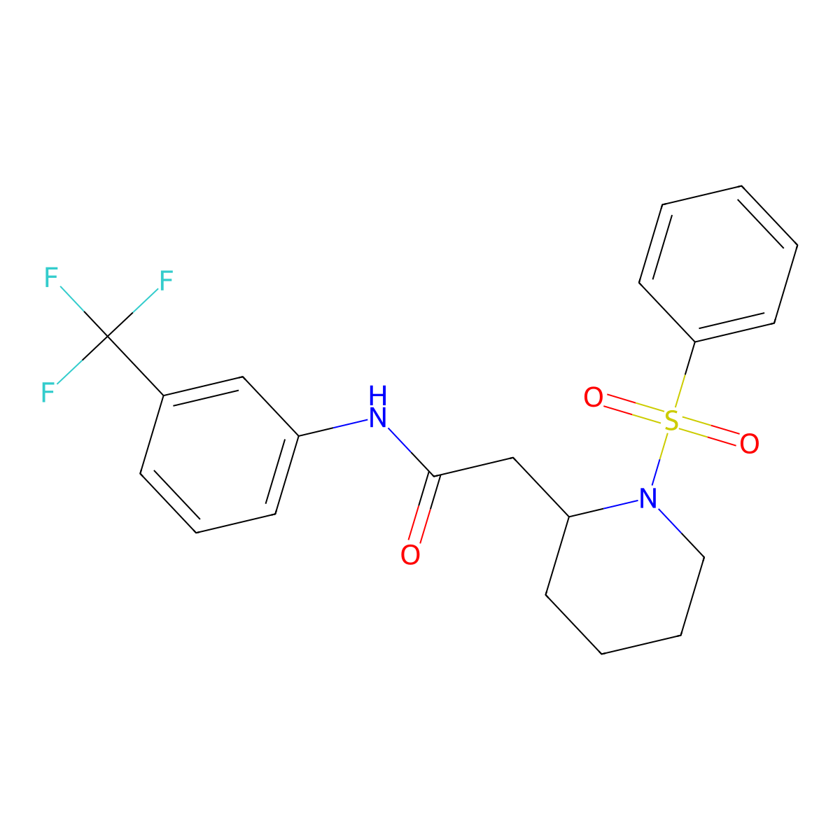 2-(1-(phenylsulfonyl)piperidin-2-yl)-N-(3-(trifluoromethyl)phenyl)acetamide molecular structure, CAS 1021090-10-7