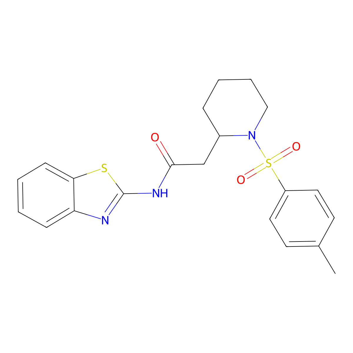 N-(benzo[d]thiazol-2-yl)-2-(1-tosylpiperidin-2-yl)acetamide molecular structure, CAS 1021090-12-9
