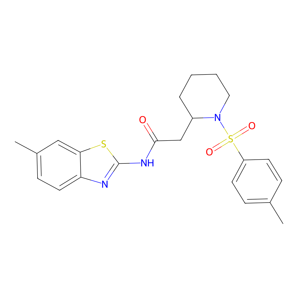 N-(6-methylbenzo[d]thiazol-2-yl)-2-(1-tosylpiperidin-2-yl)acetamide molecular structure, CAS 1021090-14-1