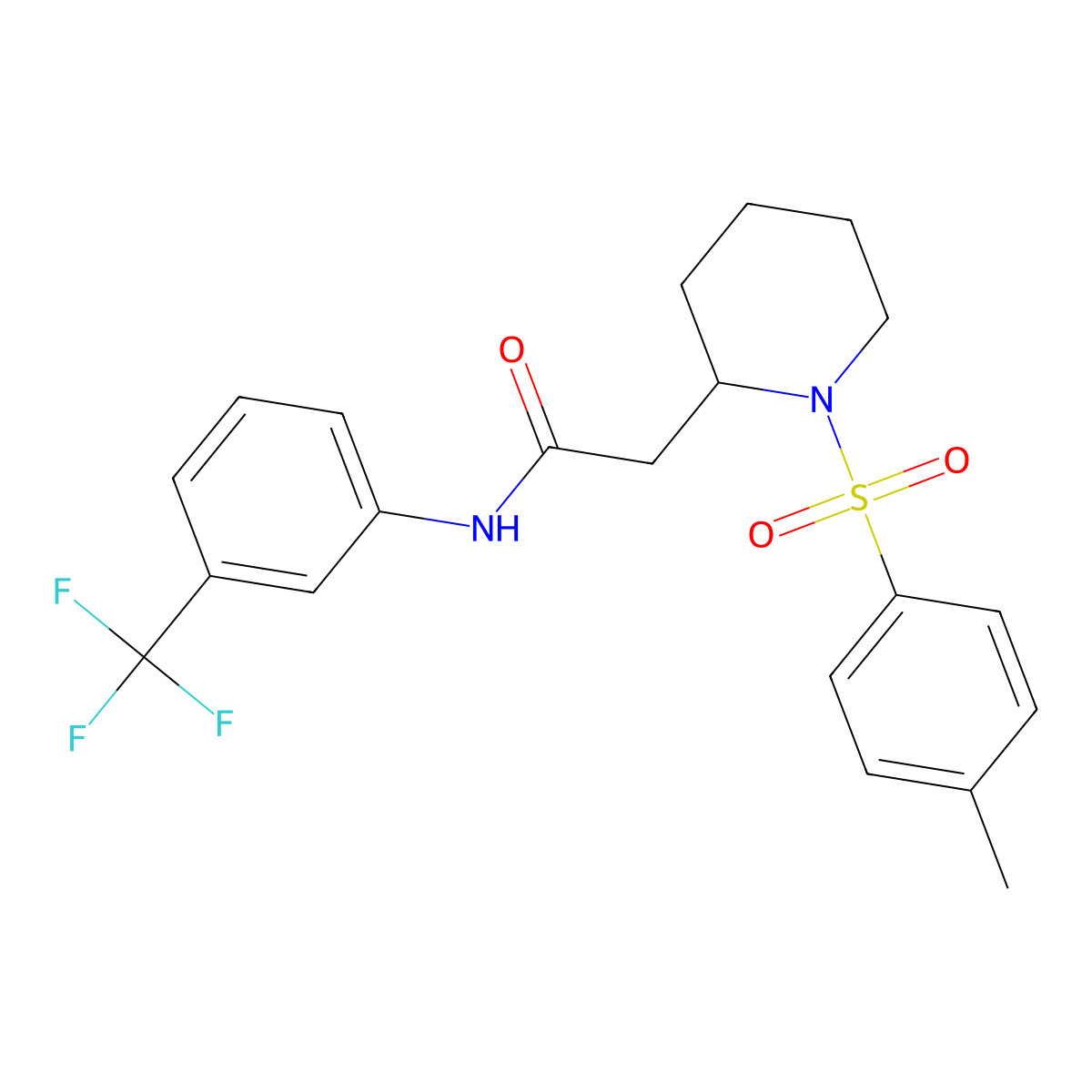 2-(1-tosylpiperidin-2-yl)-N-(3-(trifluoromethyl)phenyl)acetamide molecular structure, CAS 1021090-16-3