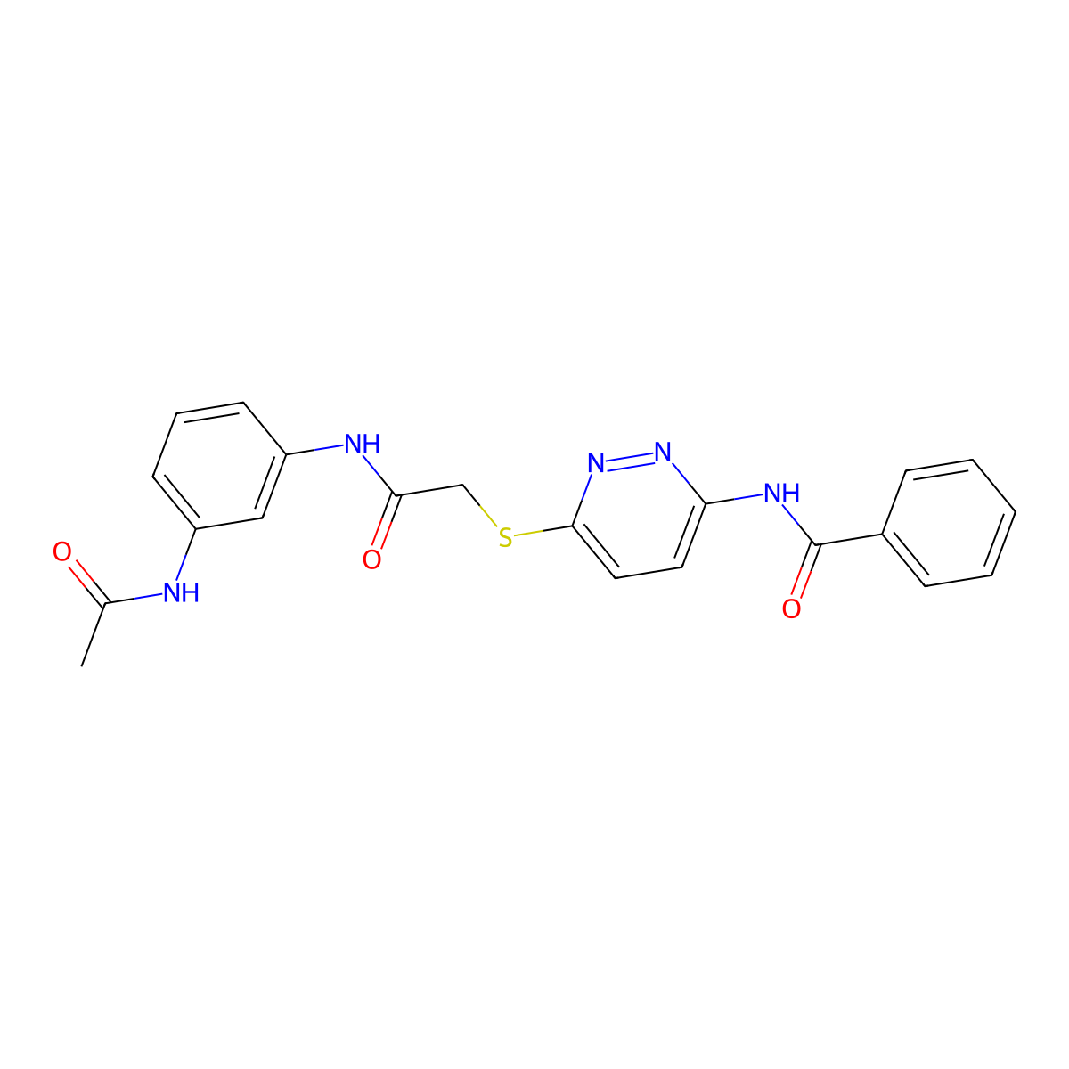 N-(6-((2-((3-acetamidophenyl)amino)-2-oxoethyl)thio)pyridazin-3-yl)benzamide molecular structure, CAS 1021090-29-8
