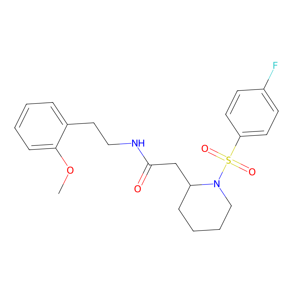 2-(1-((4-fluorophenyl)sulfonyl)piperidin-2-yl)-N-(2-methoxyphenethyl)acetamide molecular structure, CAS 1021090-30-1
