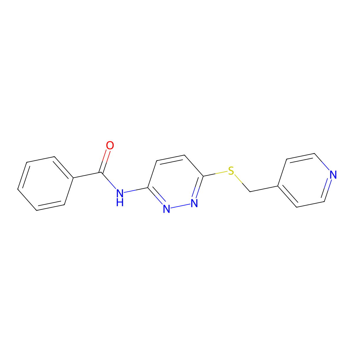 N-(6-((pyridin-4-ylmethyl)thio)pyridazin-3-yl)benzamide molecular structure, CAS 1021090-43-6