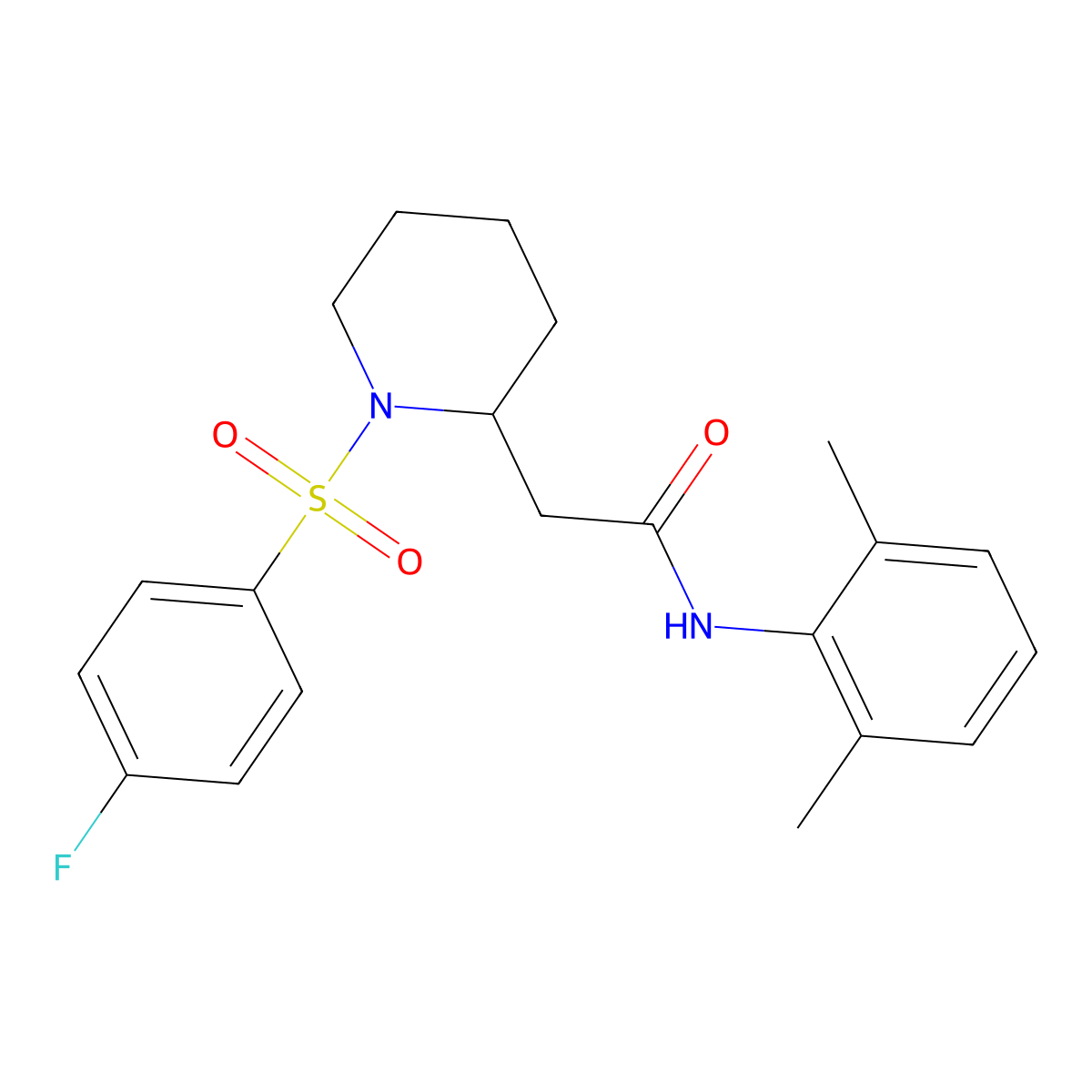 N-(2,6-dimethylphenyl)-2-(1-((4-fluorophenyl)sulfonyl)piperidin-2-yl)acetamide molecular structure, CAS 1021090-44-7