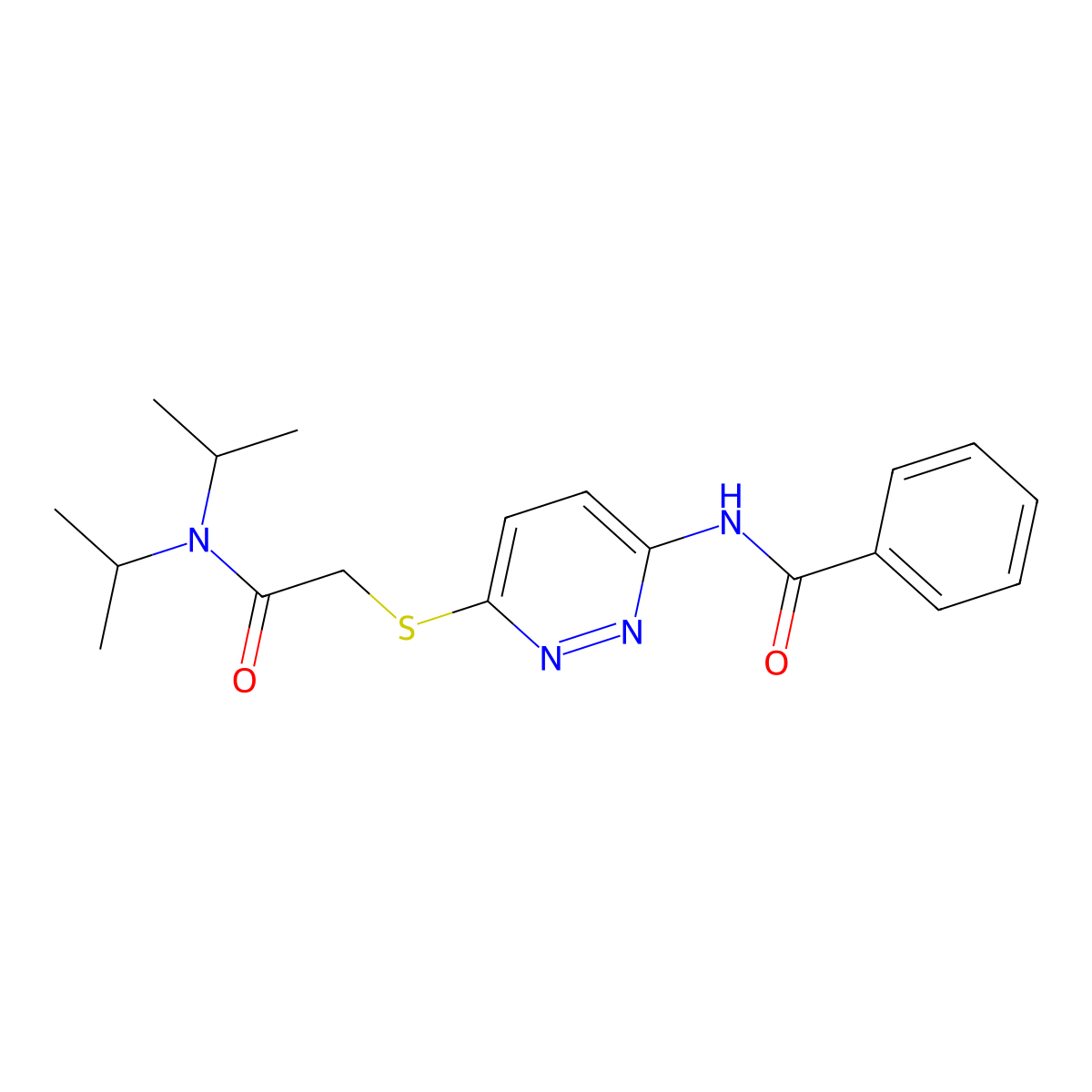 N-(6-((2-(diisopropylamino)-2-oxoethyl)thio)pyridazin-3-yl)benzamide molecular structure, CAS 1021090-45-8