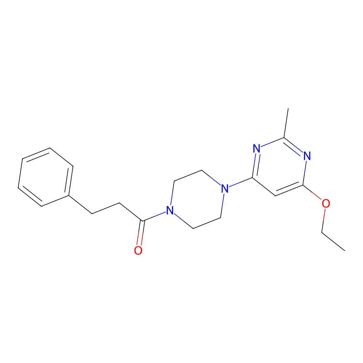 1-[4-(6-Ethoxy-2-methylpyrimidin-4-yl)piperazin-1-yl]-3-phenylpropan-1-one molecular structure, CAS 1021090-54-9