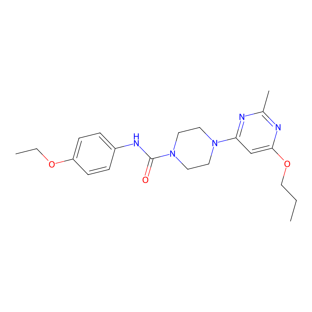 N-(4-ethoxyphenyl)-4-(2-methyl-6-propoxypyrimidin-4-yl)piperazine-1-carboxamide molecular structure, CAS 1021090-62-9