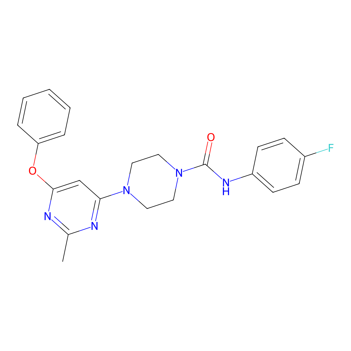 N-(4-fluorophenyl)-4-(2-methyl-6-phenoxypyrimidin-4-yl)piperazine-1-carboxamide molecular structure, CAS 1021090-67-4