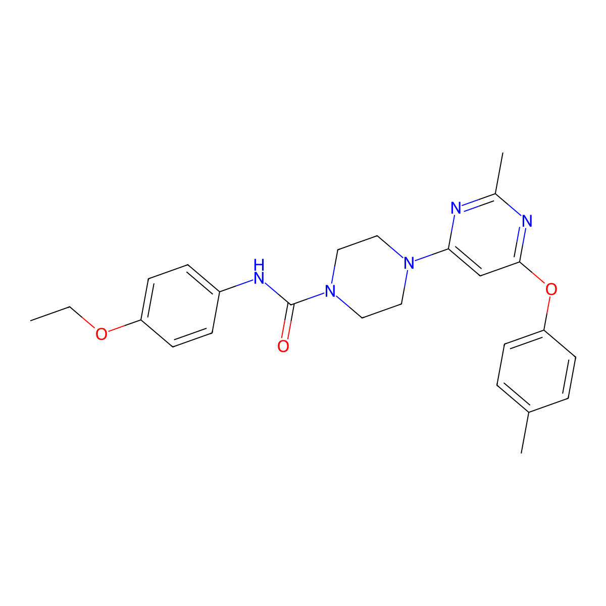 N-(4-ethoxyphenyl)-4-(2-methyl-6-(p-tolyloxy)pyrimidin-4-yl)piperazine-1-carboxamide molecular structure, CAS 1021090-69-6