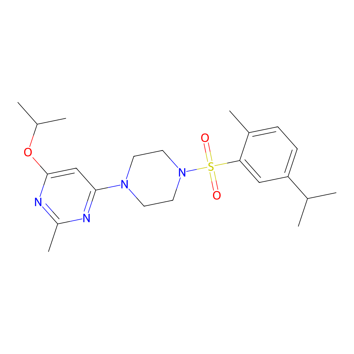 4-Isopropoxy-6-(4-((5-isopropyl-2-methylphenyl)sulfonyl)piperazin-1-yl)-2-methylpyrimidine molecular structure, CAS 1021090-75-4