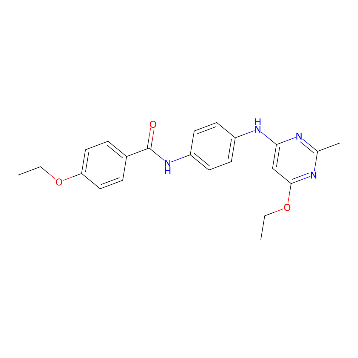 4-ethoxy-N-(4-((6-ethoxy-2-methylpyrimidin-4-yl)amino)phenyl)benzamide molecular structure, CAS 1021090-81-2