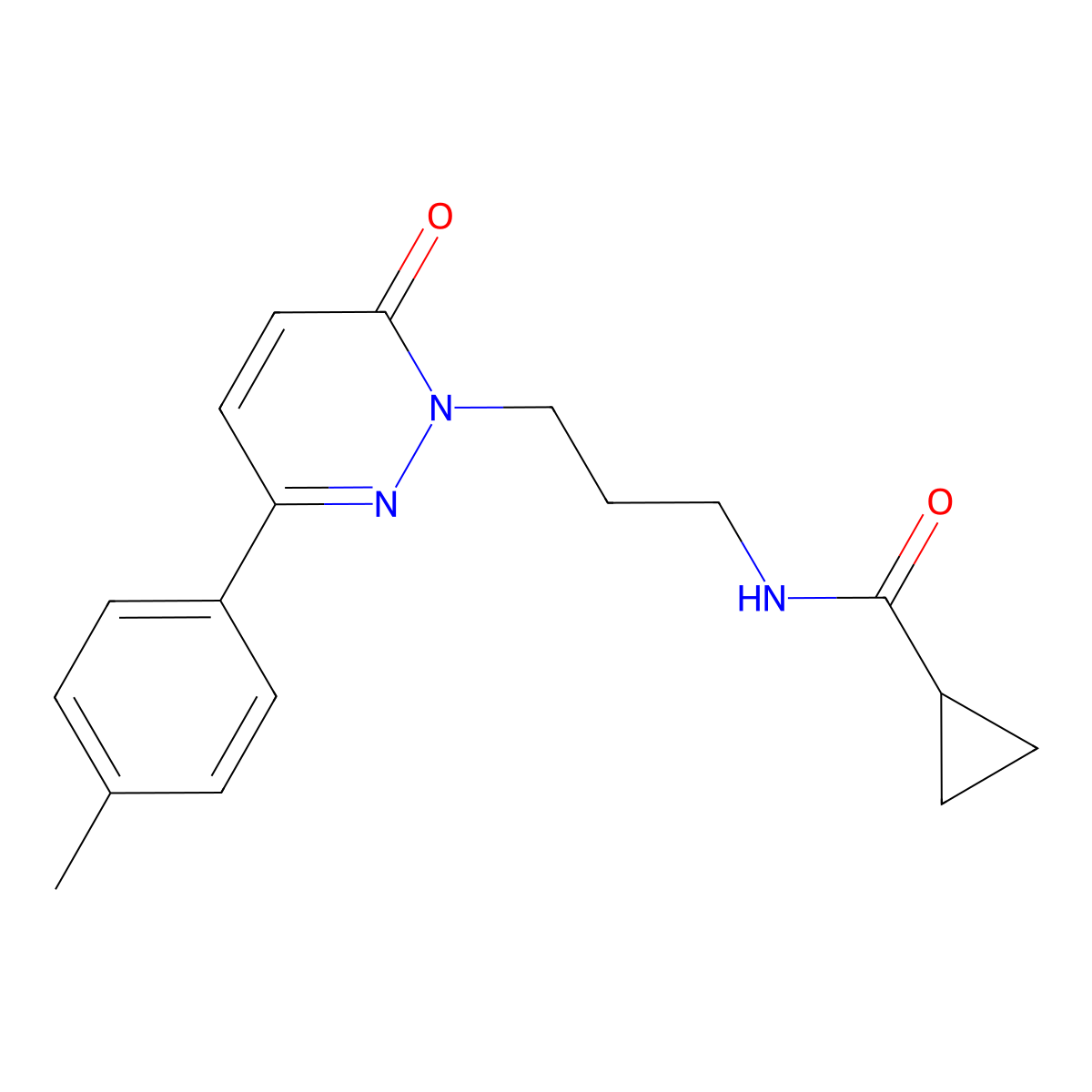 N-(3-(6-oxo-3-(p-tolyl)pyridazin-1(6H)-yl)propyl)cyclopropanecarboxamide molecular structure, CAS 1021090-86-7