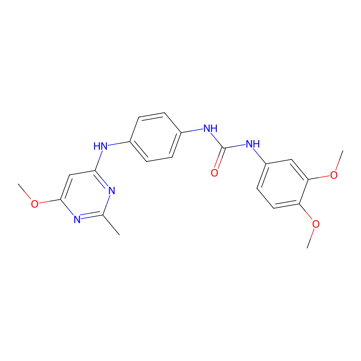 1-(3,4-Dimethoxyphenyl)-3-(4-((6-methoxy-2-methylpyrimidin-4-yl)amino)phenyl)urea molecular structure, CAS 1021090-93-6