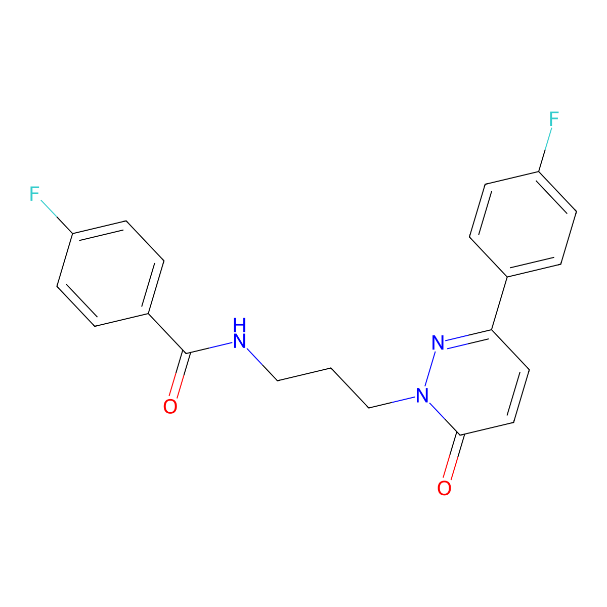 4-fluoro-N-(3-(3-(4-fluorophenyl)-6-oxopyridazin-1(6H)-yl)propyl)benzamide molecular structure, CAS 1021090-95-8