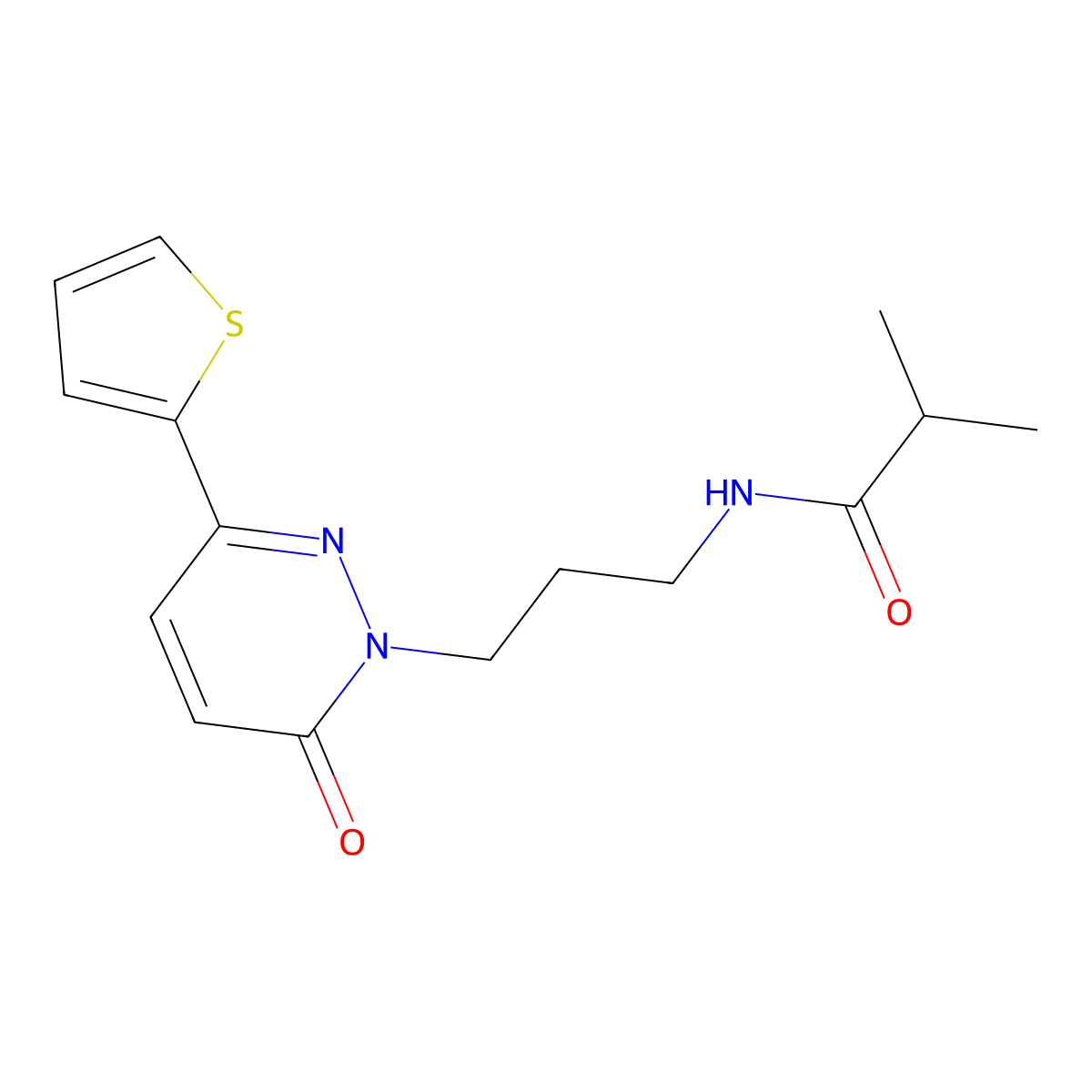 N-(3-(6-oxo-3-(thiophen-2-yl)pyridazin-1(6H)-yl)propyl)isobutyramide molecular structure, CAS 1021091-05-3