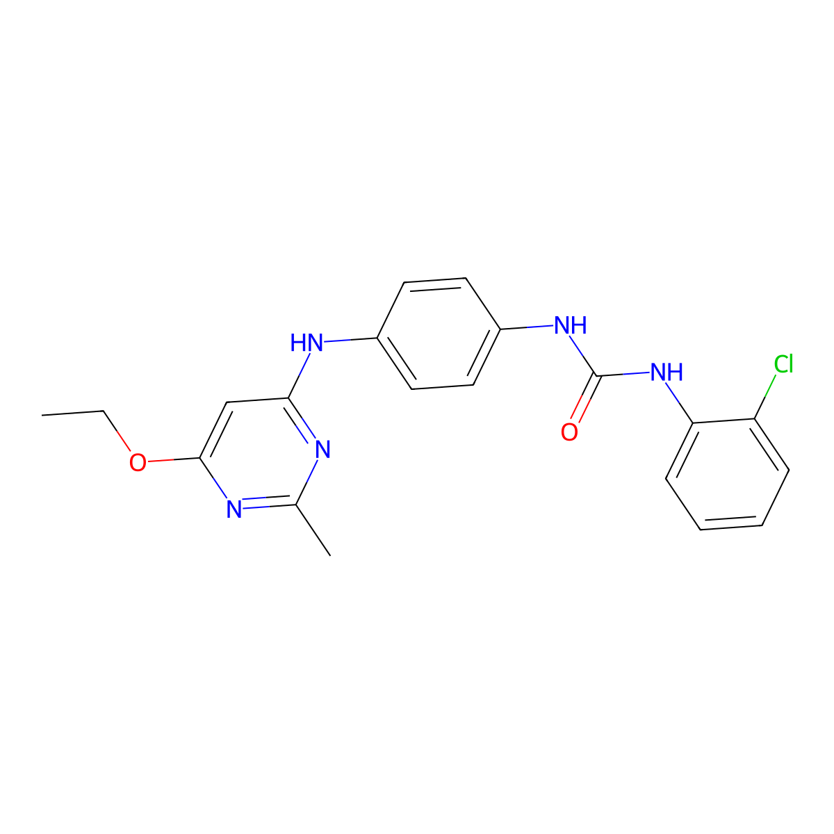 1-(2-Chlorophenyl)-3-(4-((6-ethoxy-2-methylpyrimidin-4-yl)amino)phenyl)urea molecular structure, CAS 1021091-06-4