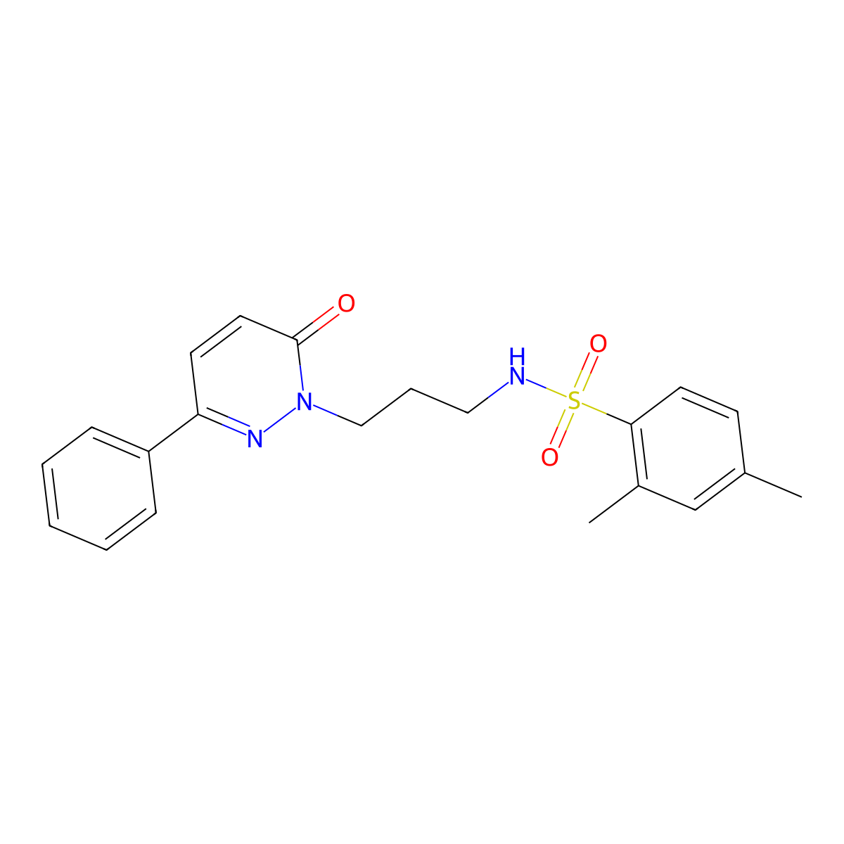 2,4-dimethyl-N-(3-(6-oxo-3-phenylpyridazin-1(6H)-yl)propyl)benzenesulfonamide molecular structure, CAS 1021091-09-7