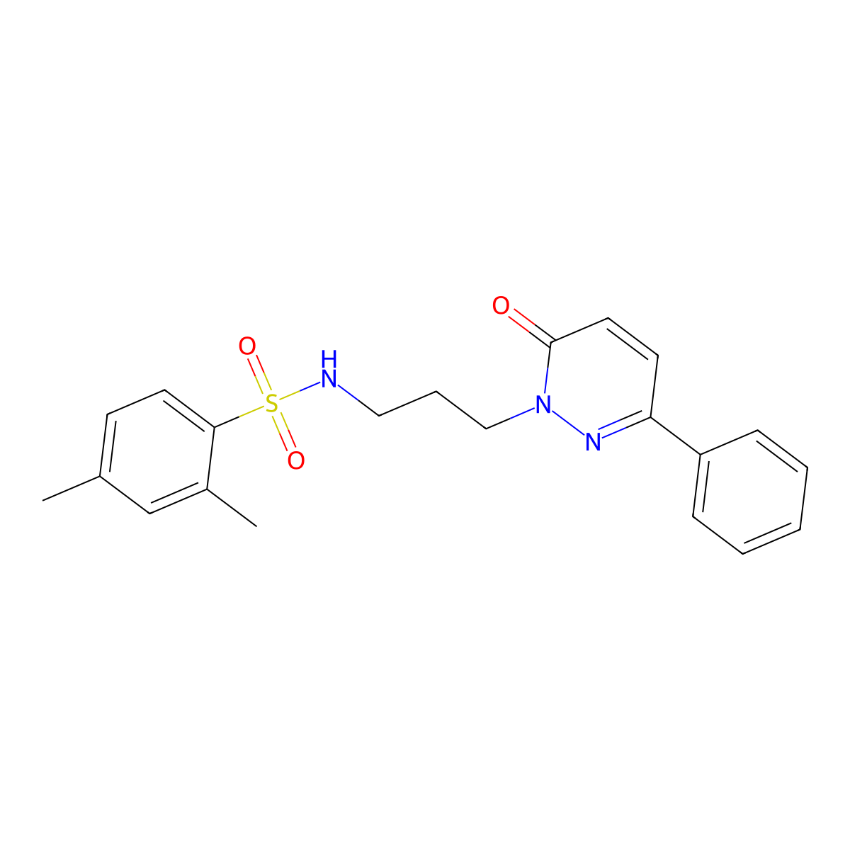 2,4-dimethyl-N-(3-(6-oxo-3-phenylpyridazin-1(6H)-yl)propyl)benzenesulfonamide molecular structure, CAS 1021091-09-7