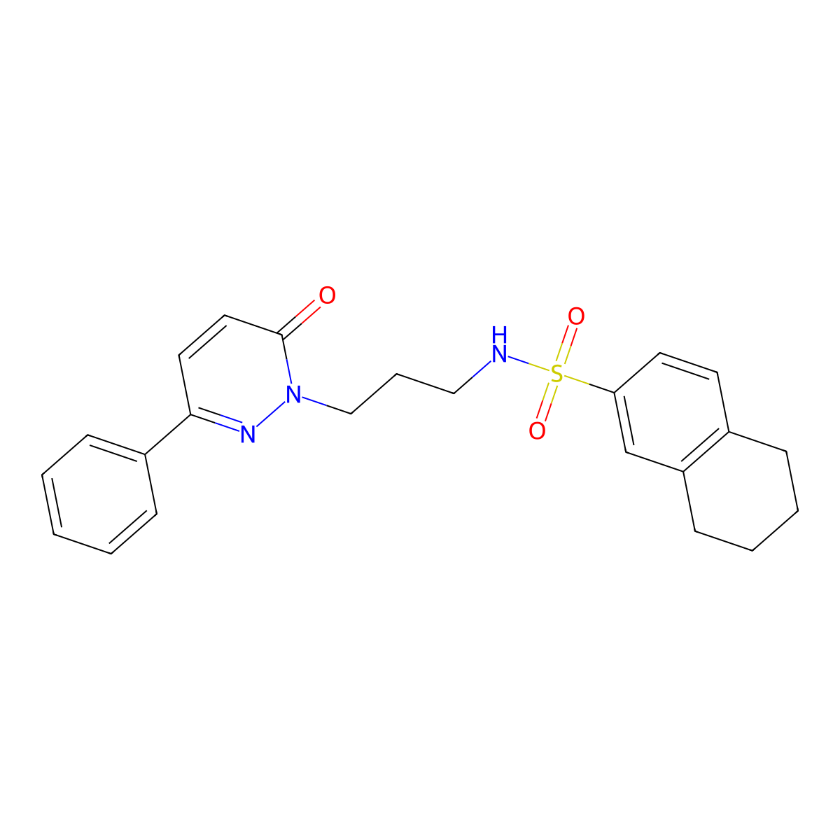 N-(3-(6-oxo-3-phenylpyridazin-1(6H)-yl)propyl)-5,6,7,8-tetrahydronaphthalene-2-sulfonamide molecular structure, CAS 1021091-17-7