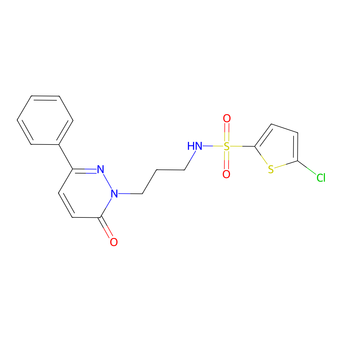 5-chloro-N-(3-(6-oxo-3-phenylpyridazin-1(6H)-yl)propyl)thiophene-2-sulfonamide molecular structure, CAS 1021091-21-3