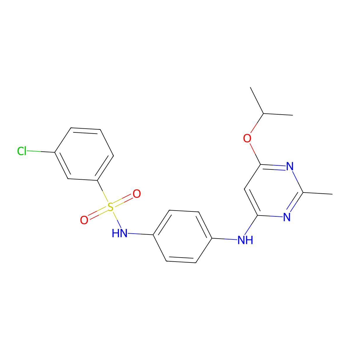 3-chloro-N-(4-((6-isopropoxy-2-methylpyrimidin-4-yl)amino)phenyl)benzenesulfonamide molecular structure, CAS 1021091-26-8