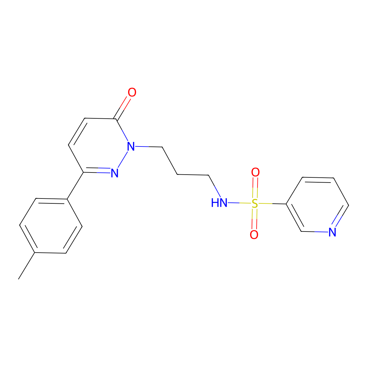 N-(3-(6-oxo-3-(p-tolyl)pyridazin-1(6H)-yl)propyl)pyridine-3-sulfonamide molecular structure, CAS 1021091-28-0