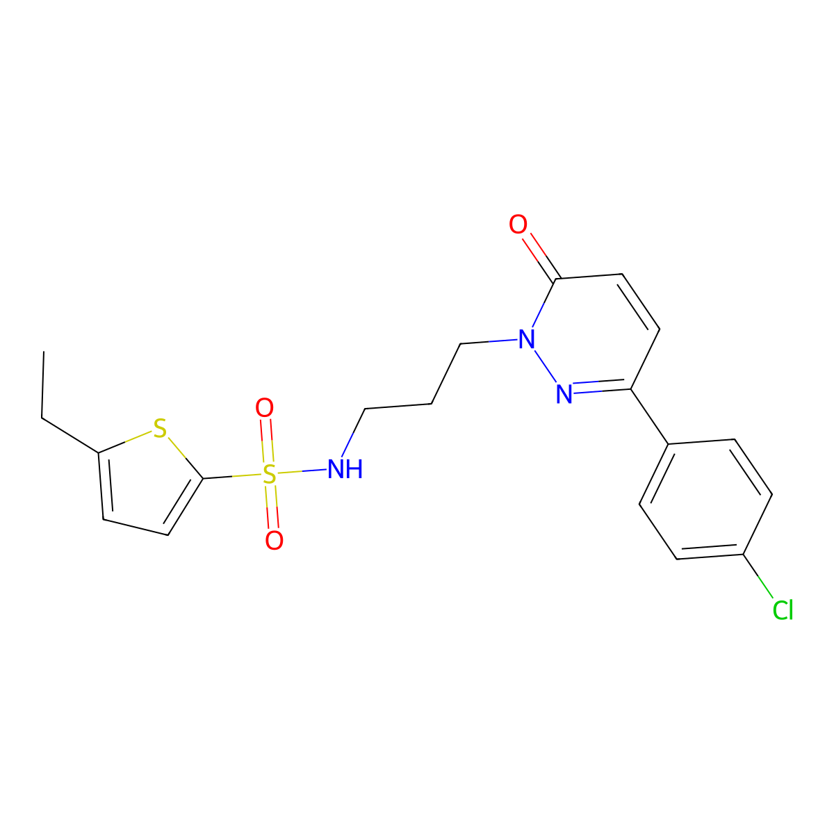 N-(3-(3-(4-chlorophenyl)-6-oxopyridazin-1(6H)-yl)propyl)-5-ethylthiophene-2-sulfonamide molecular structure, CAS 1021091-30-4