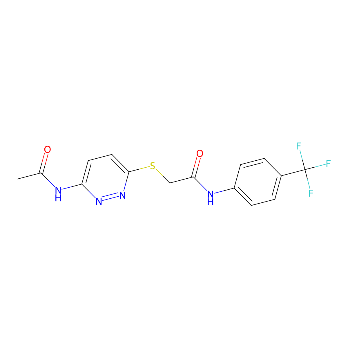 2-((6-acetamidopyridazin-3-yl)thio)-N-(4-(trifluoromethyl)phenyl)acetamide molecular structure, CAS 1021091-38-2
