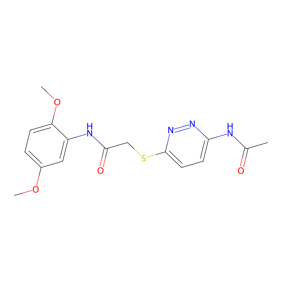 2-((6-acetamidopyridazin-3-yl)thio)-N-(2,5-dimethoxyphenyl)acetamide molecular structure, CAS 1021091-39-3