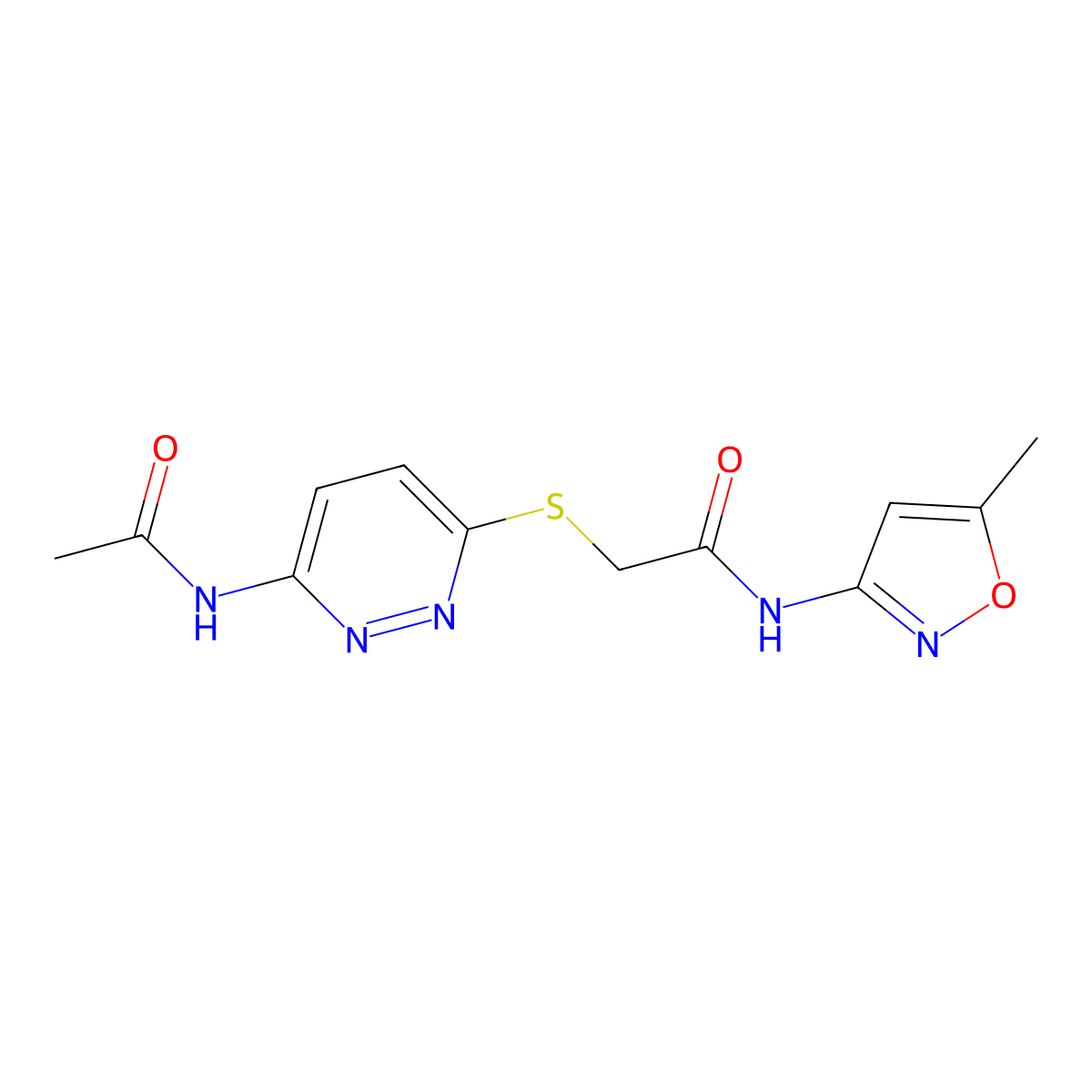 2-((6-acetamidopyridazin-3-yl)thio)-N-(5-methylisoxazol-3-yl)acetamide molecular structure, CAS 1021091-44-0