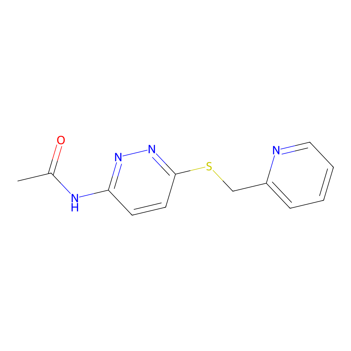 N-(6-((pyridin-2-ylmethyl)thio)pyridazin-3-yl)acetamide molecular structure, CAS 1021091-46-2