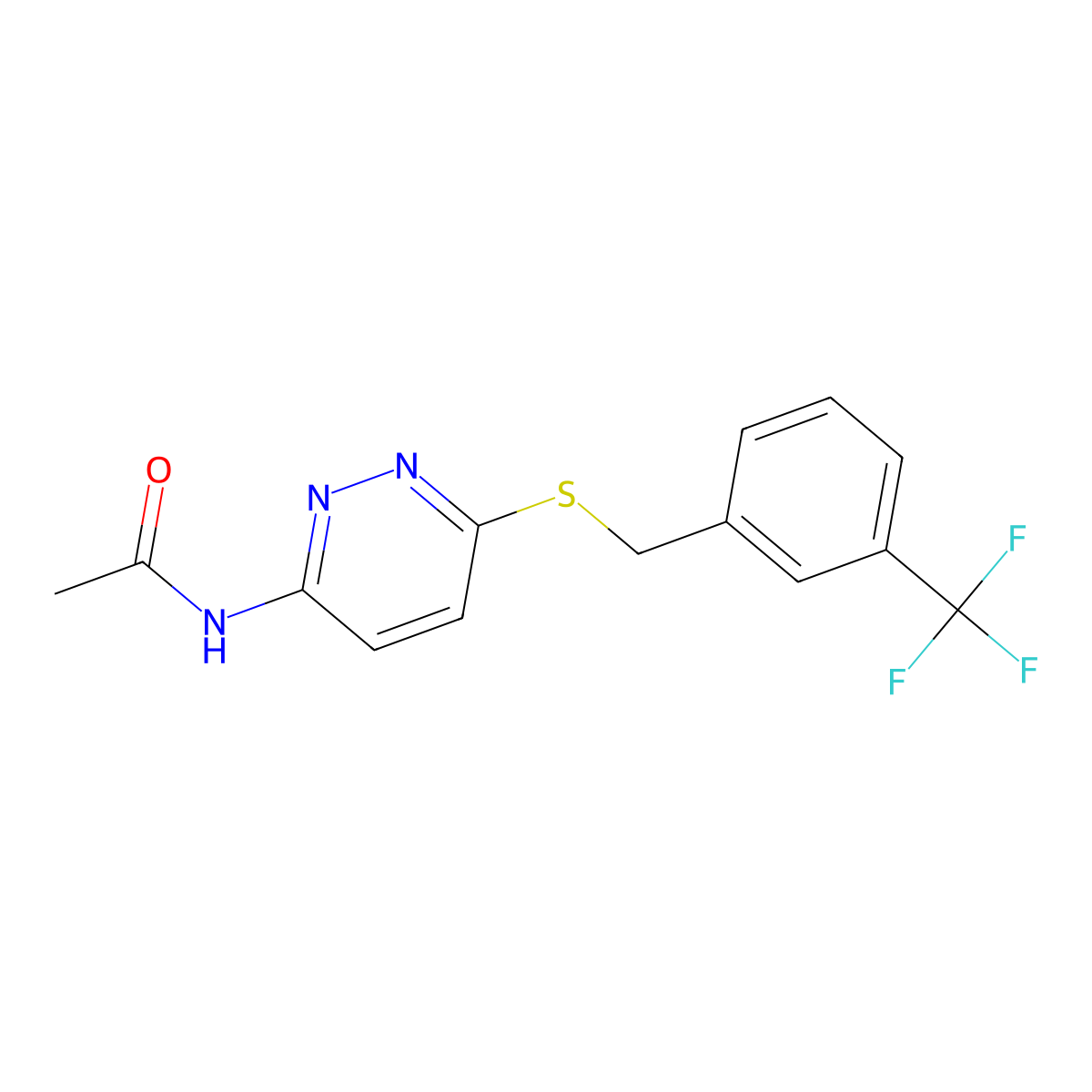 N-(6-((3-(trifluoromethyl)benzyl)thio)pyridazin-3-yl)acetamide molecular structure, CAS 1021091-47-3