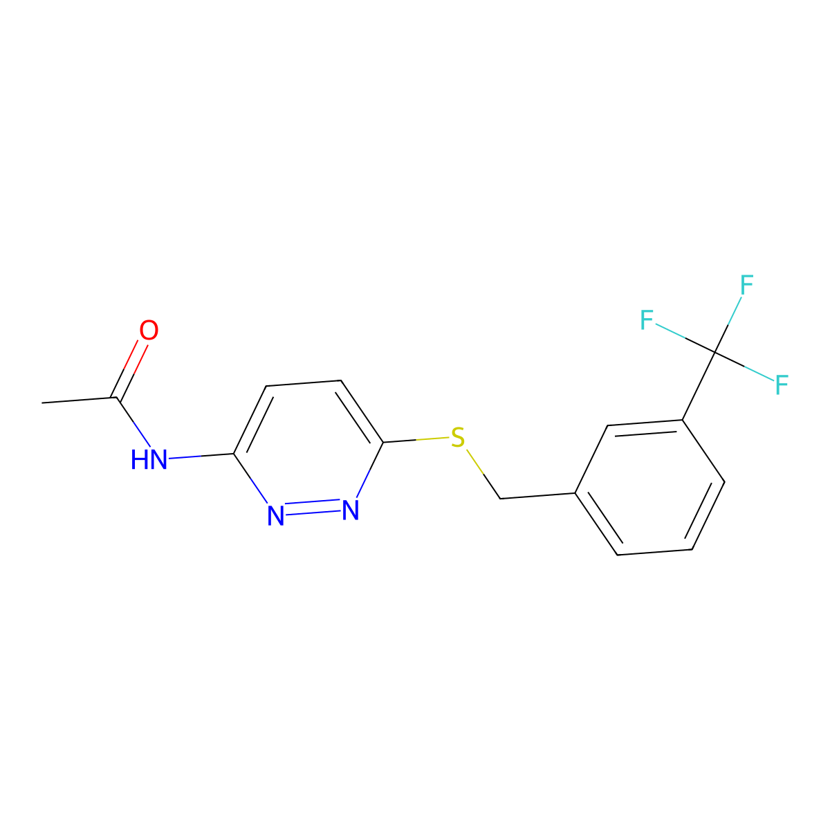 N-(6-((3-(trifluoromethyl)benzyl)thio)pyridazin-3-yl)acetamide molecular structure, CAS 1021091-47-3