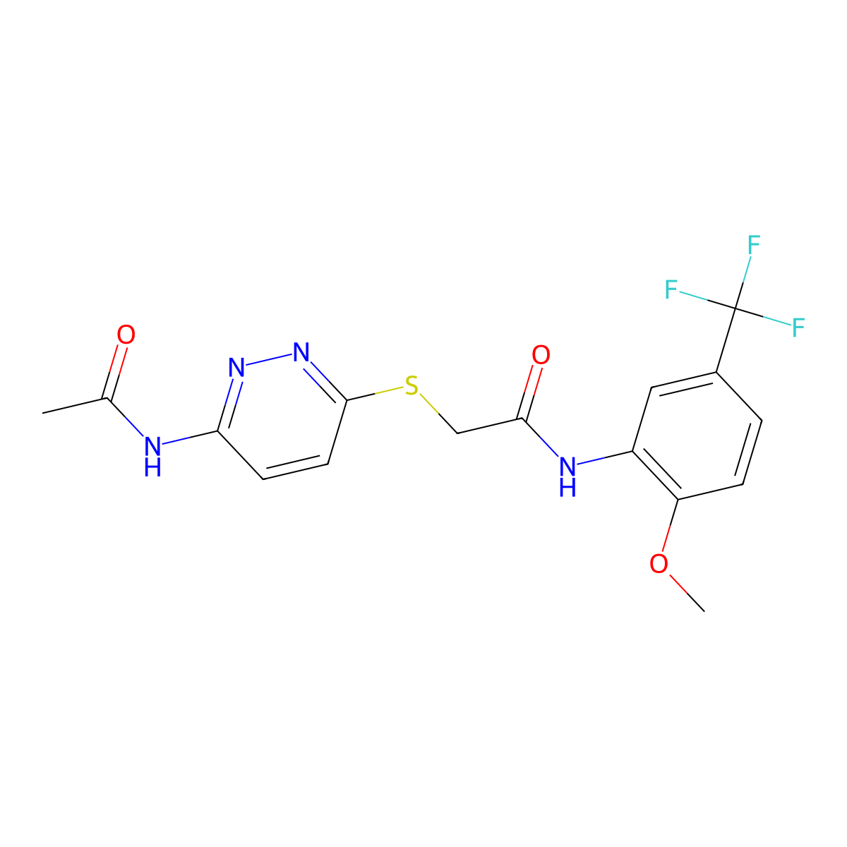 2-((6-acetamidopyridazin-3-yl)thio)-N-(2-methoxy-5-(trifluoromethyl)phenyl)acetamide molecular structure, CAS 1021091-48-4
