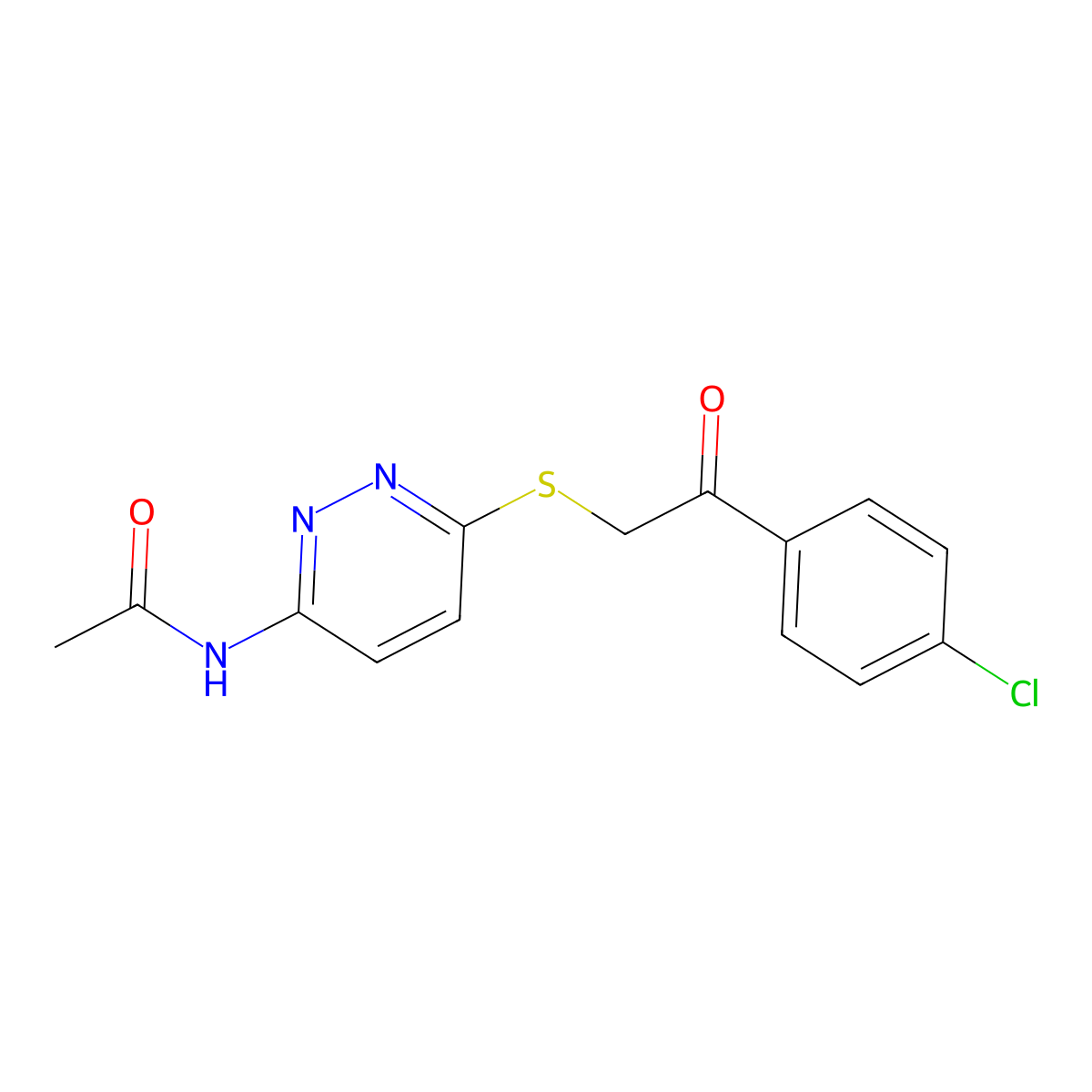 N-(6-((2-(4-chlorophenyl)-2-oxoethyl)thio)pyridazin-3-yl)acetamide molecular structure, CAS 1021091-52-0