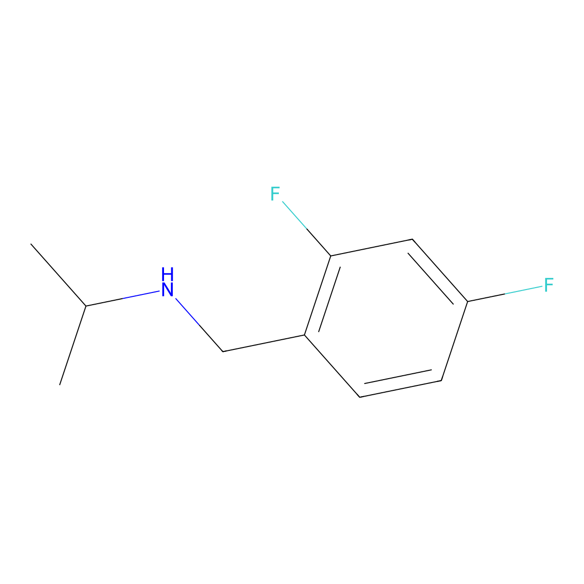 ((2,4-Difluorophenyl)methyl)(propan-2-yl)amine molecular structure, CAS 1021091-66-6