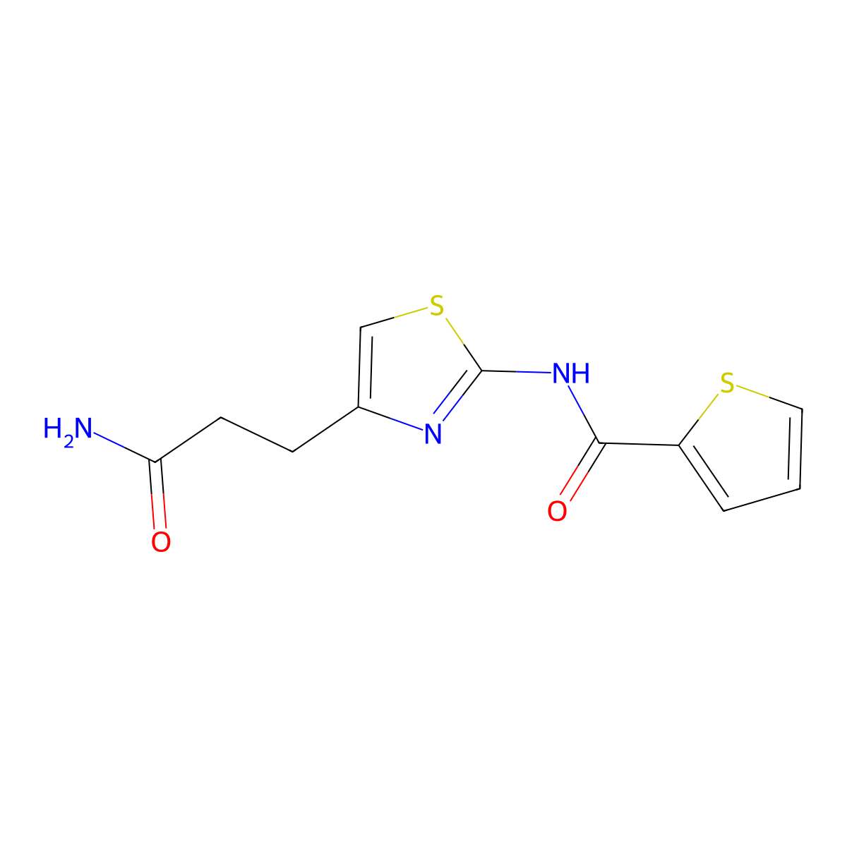 N-(4-(3-amino-3-oxopropyl)thiazol-2-yl)thiophene-2-carboxamide molecular structure, CAS 1021092-06-7