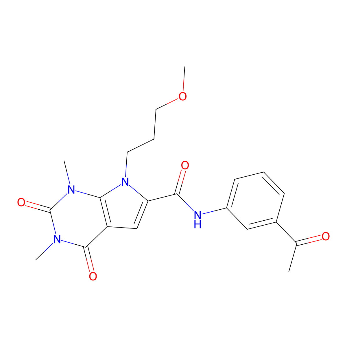 N-(3-acetylphenyl)-7-(3-methoxypropyl)-1,3-dimethyl-2,4-dioxo-2,3,4,7-tetrahydro-1H-pyrrolo[2,3-d]pyrimidine-6-carboxamide molecular structure, CAS 1021092-39-6
