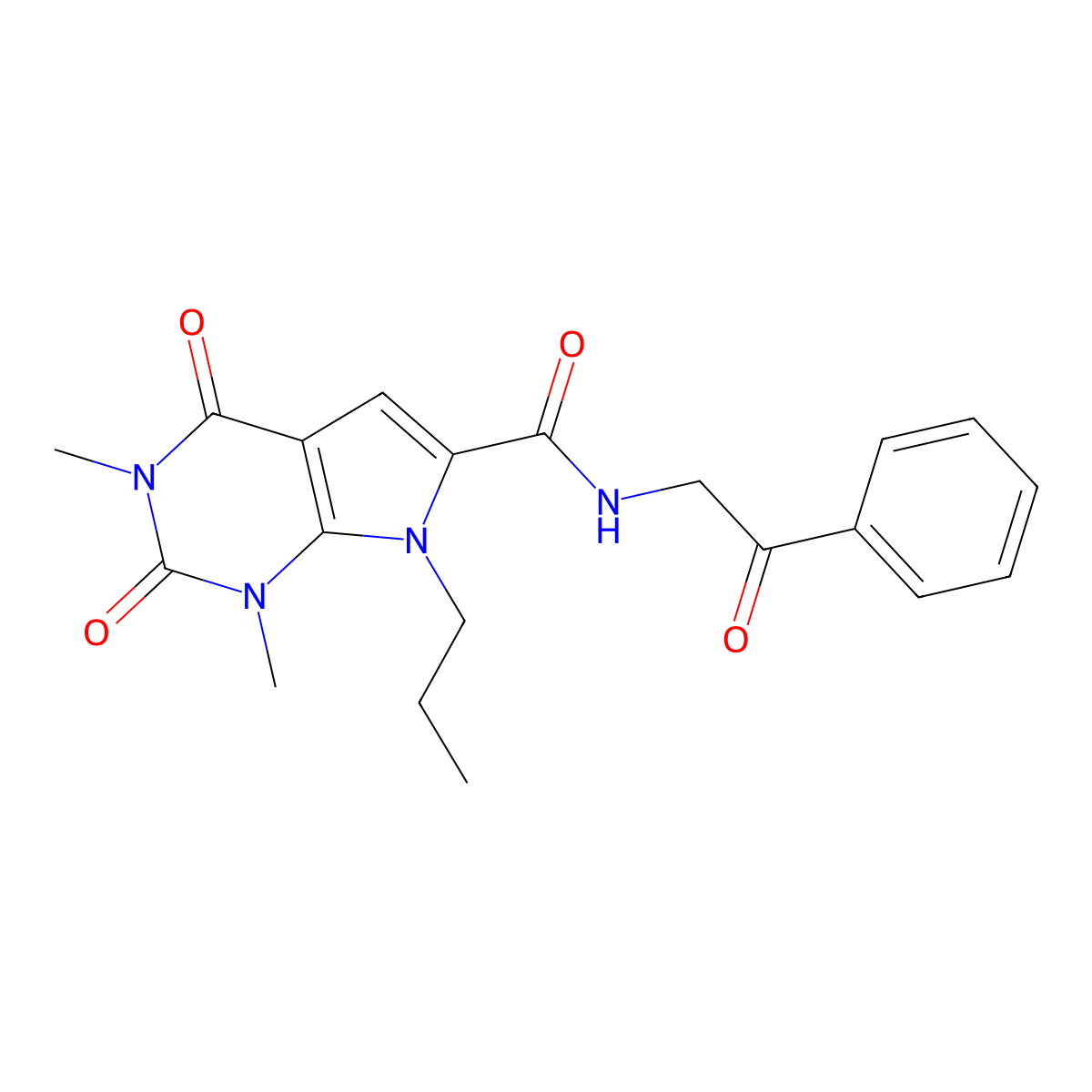1,3-dimethyl-2,4-dioxo-N-(2-oxo-2-phenylethyl)-7-propyl-2,3,4,7-tetrahydro-1H-pyrrolo[2,3-d]pyrimidine-6-carboxamide molecular structure, CAS 1021092-57-8