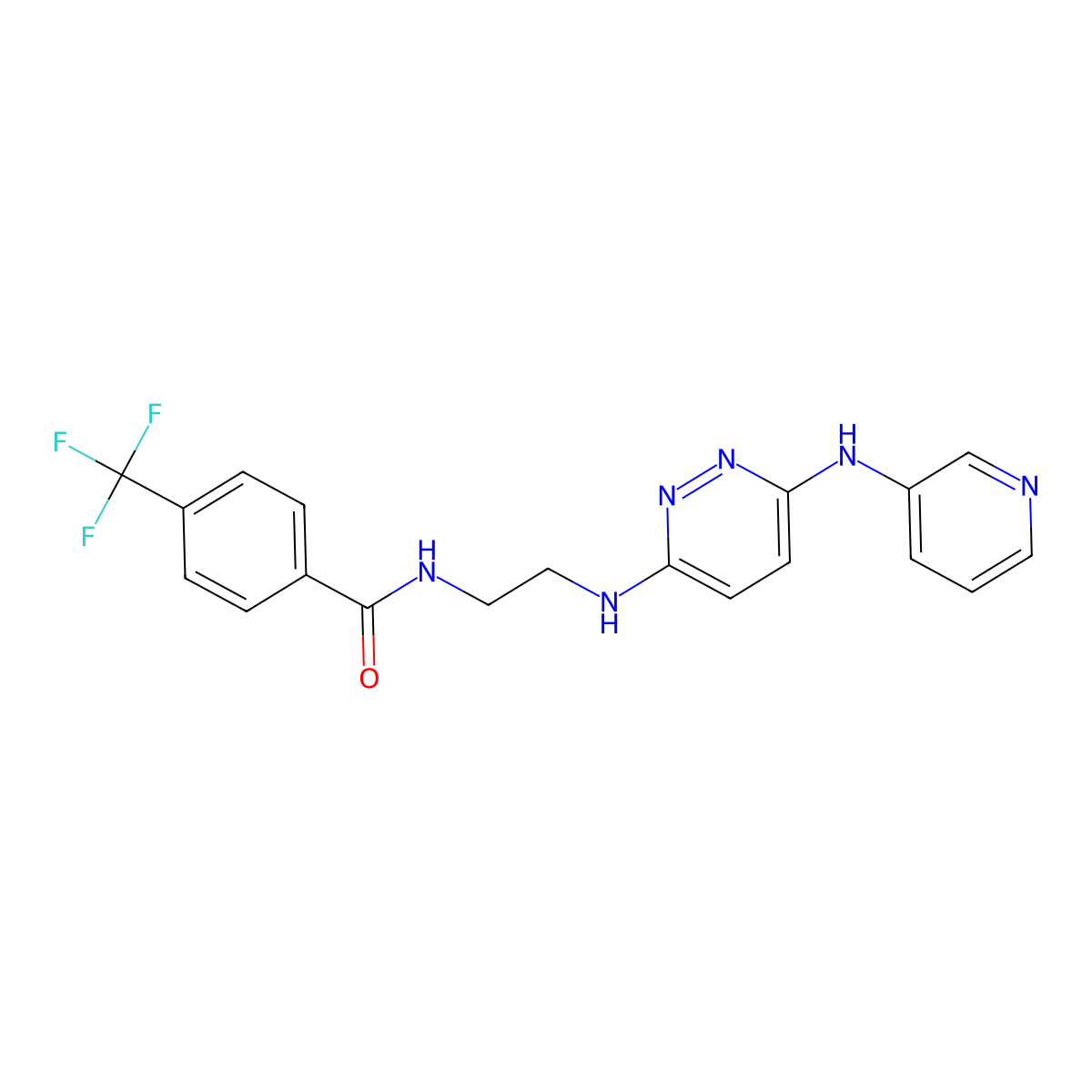 N-(2-((6-(pyridin-3-ylamino)pyridazin-3-yl)amino)ethyl)-4-(trifluoromethyl)benzamide molecular structure, CAS 1021092-72-7
