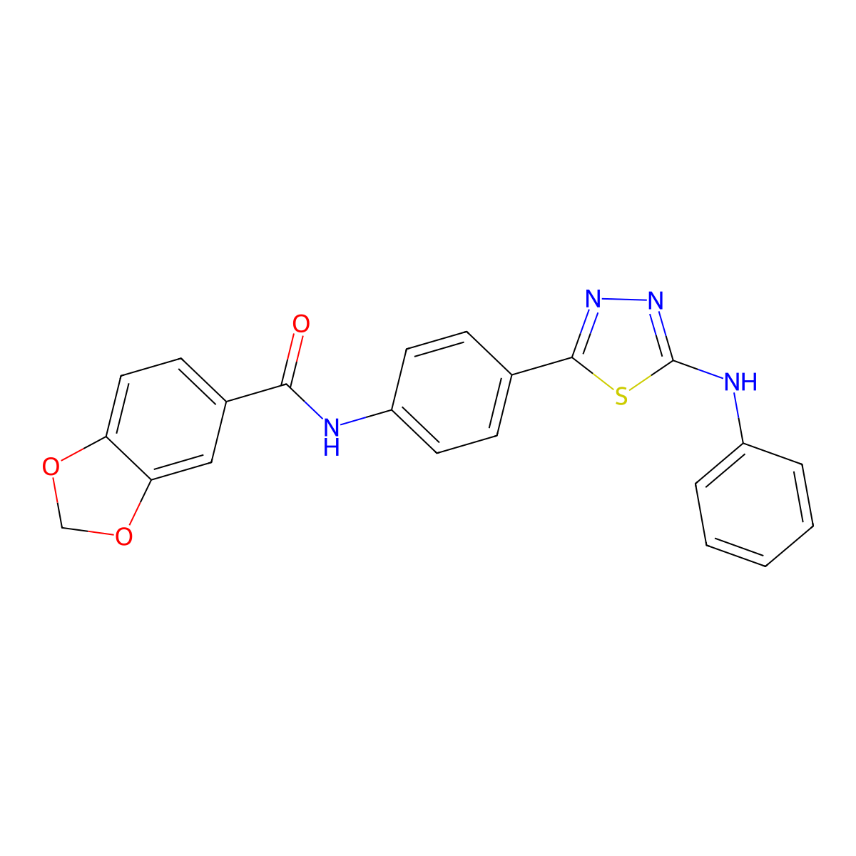 N-(4-(5-(phenylamino)-1,3,4-thiadiazol-2-yl)phenyl)benzo[d][1,3]dioxole-5-carboxamide molecular structure, CAS 1021092-75-0