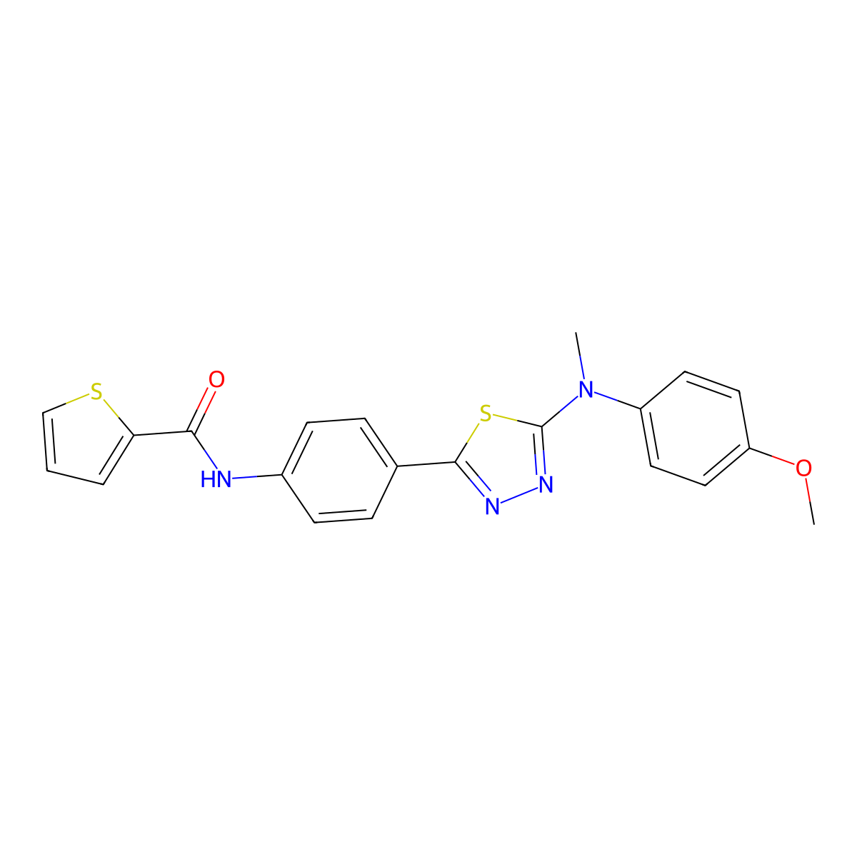 N-(4-(5-((4-methoxyphenyl)(methyl)amino)-1,3,4-thiadiazol-2-yl)phenyl)thiophene-2-carboxamide molecular structure, CAS 1021092-85-2