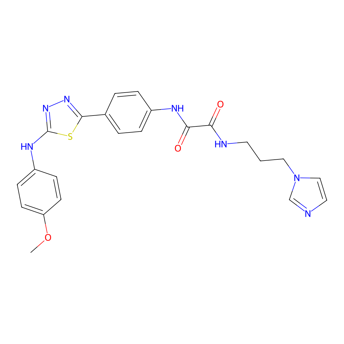 N1-(3-(1H-imidazol-1-yl)propyl)-N2-(4-(5-((4-methoxyphenyl)amino)-1,3,4-thiadiazol-2-yl)phenyl)oxalamide molecular structure, CAS 1021092-93-2