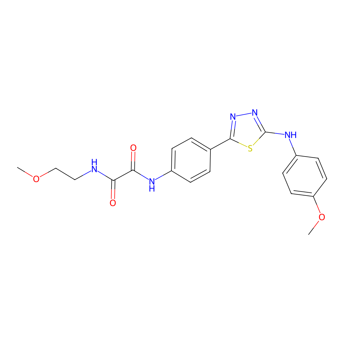 N1-(2-methoxyethyl)-N2-(4-(5-((4-methoxyphenyl)amino)-1,3,4-thiadiazol-2-yl)phenyl)oxalamide molecular structure, CAS 1021092-97-6